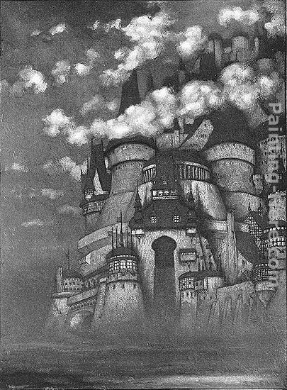 The Fortress Unvanquishable, Save for Sacnoth painting - Sidney H. Sime The Fortress Unvanquishable, Save for Sacnoth art painting